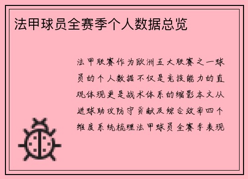 法甲球员全赛季个人数据总览